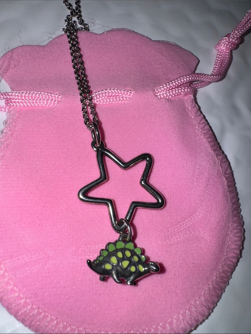 James Avery Silver Star Pendant Necklace with Dino Accent Charm - Women Jewelry